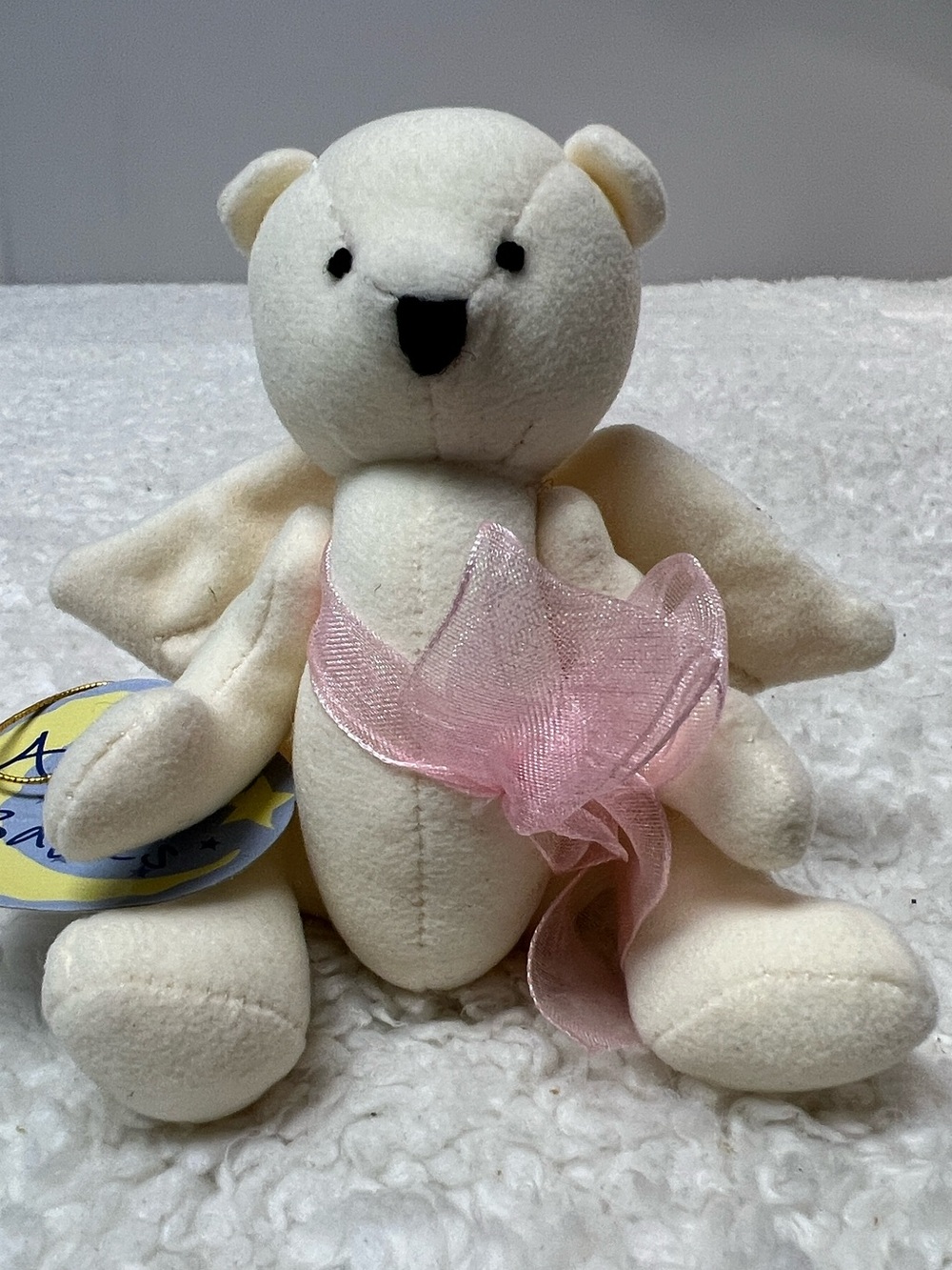 North American Bear Jointed "Angel Babies" Plush Bear w/Pink Organza Bow